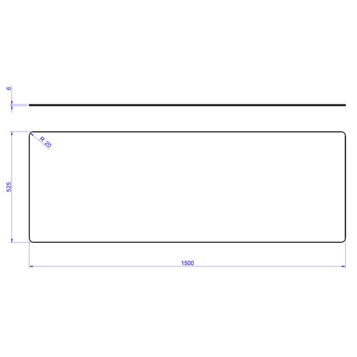 [19098438] Cristal superior recto 1500 mm para pantallas neutras