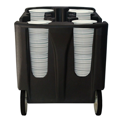 [19030309] Carro portaplatos polietileno con pozos ajustables 4 columnas Ø18-32 cm