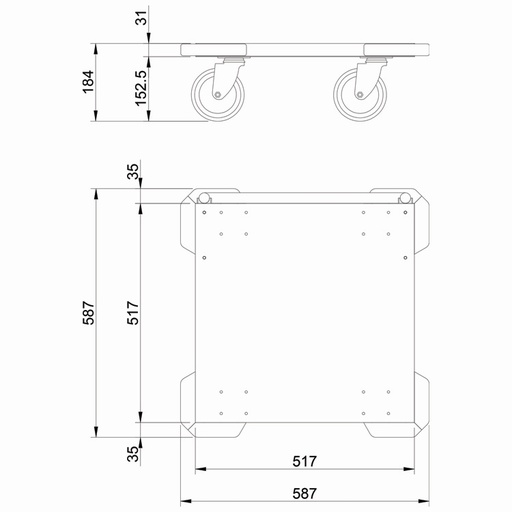[19004696] Base carro para cestas de vajilla sin asa en acero inoxidable