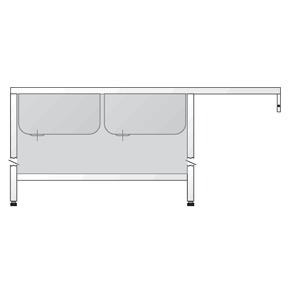 [19014336] Fregadero para lavavajillas 1800x600 mm 2 cubetas escurridor derecha