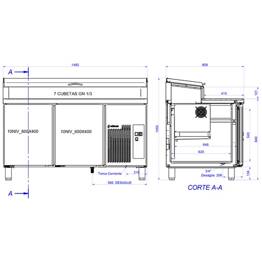 [19104540] Mesa refrigerada preparación de ingredientes MPPE2-150 I HC GN1/3