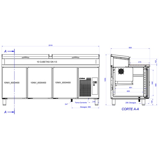 [19104542] Mesa refrigerada preparación de ingredientes MPPE2-200 I HC GN1/3