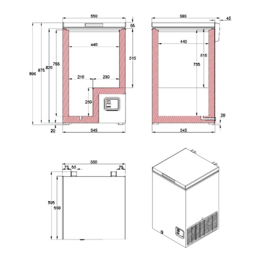 [19109874] Congeladores horizontales de puerta ciega puerta abatible hasta 2 m NLF-120