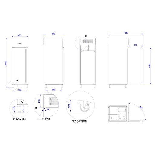 [19111451] Armario refrigerado Gastronorm con guías embutidas Serie GN 2/1 puerta de cristal de -2 a +8 ºC APG-711 HC PC