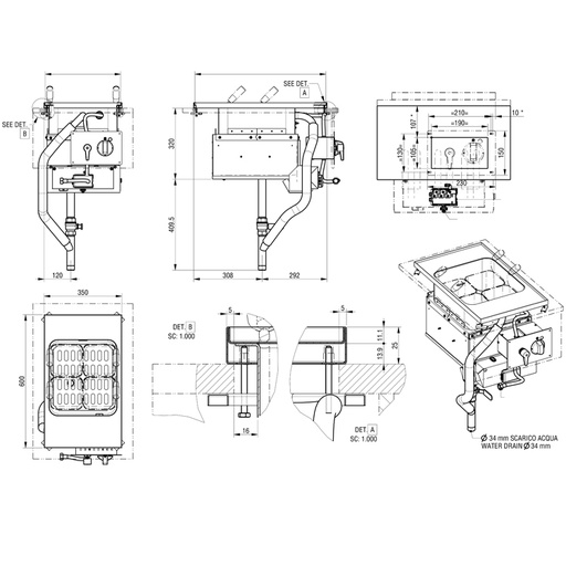 [19097870] Cocedor de pasta eléctrico GN 2/3 23 litros snack 650