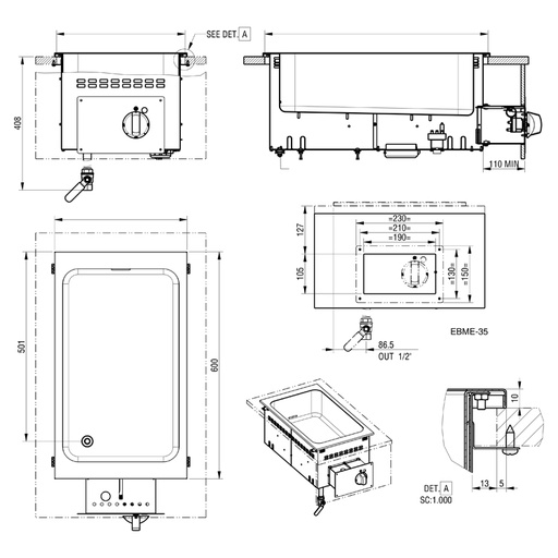 [19097869] Baño María eléctrico GN 1/1 snack 650