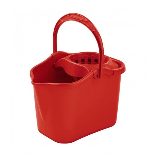 [04506] CUBO OVAL CON ESCURRIDOR LUXE ROJO 13L