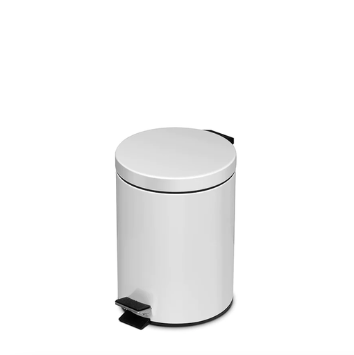 [CRP5B] PAPELERA METAL STANDARD CON PEDAL 5 L ACERO PINTADO BLANCO