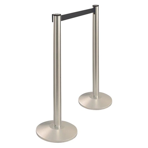 [405001BS] POSTE DE SEPARACIÓN ACERO INOX CON CINTA NEGRA 2,5 M