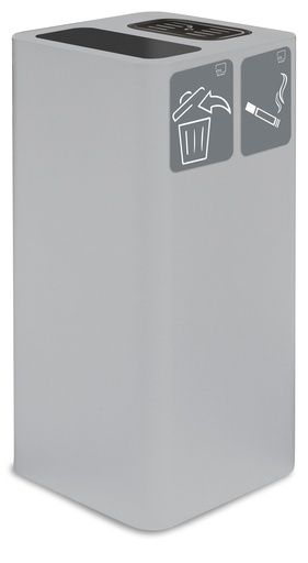 [PU100F-GP-B] Papelera Cenicero Pure  Para Exterior Cubierto 100L Acero Pintado Blanco