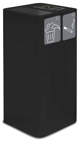 [PU100F-GP-N] PAPELERA CENICERO PURE  PARA EXTERIOR CUBIERTO 100L ACERO PINTADO NEGRO