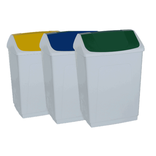 [24265] PAPELERA CON TAPA BASCULANTE AZUL DE 55 L