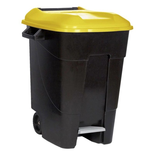 [206020YW] CONTENEDOR DE BASURA 2 RUEDAS  CON PEDAL 100 L