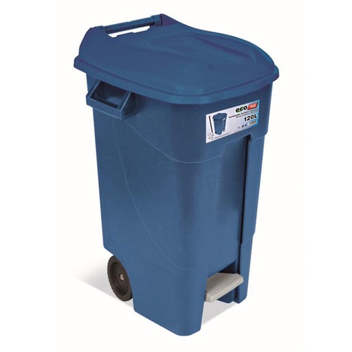 [206021BL] CONTENEDOR DE BASURA 2 RUEDAS  CON PEDAL 120 L