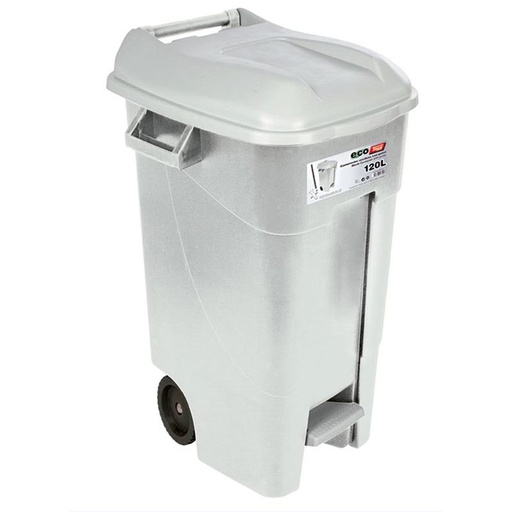 [206021GY] CONTENEDOR DE BASURA 2 RUEDAS  CON PEDAL 120 L