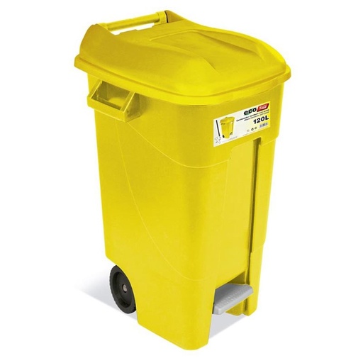 [206021YW] CONTENEDOR DE BASURA 2 RUEDAS  CON PEDAL 120 L