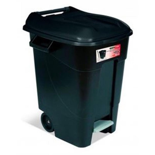 [206020BK] CONTENEDOR DE BASURA 2 RUEDAS  CON PEDAL 100 L