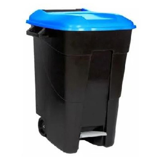 [206020BL] CONTENEDOR DE BASURA 2 RUEDAS  CON PEDAL 100 L
