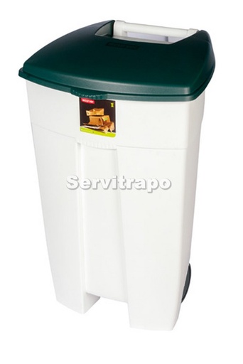 [R050136] Contenedor con pedal ECO (blanco tapa verde)