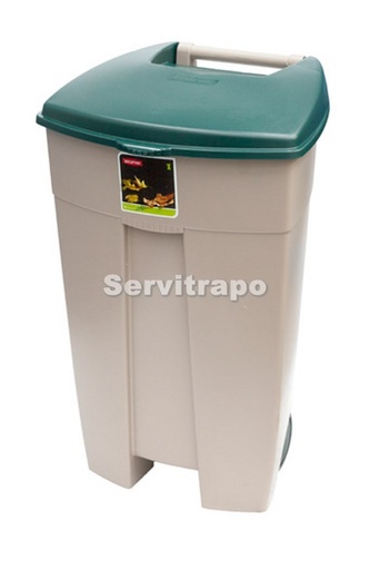 [R034719] Contenedor con pedal ECO (beige tapa verde)