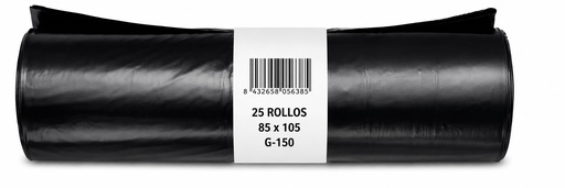 [SW520150-N] Bolsa de Basura Industrial Negra 85cmx105cm galga 150 Caja 25 Rollos