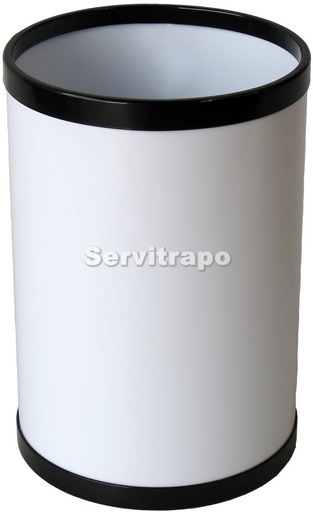 [1899460] Papelera Redonda Blanca Aros Negros