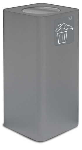 [PU100F-BA-G02] PAPELERA PURE TAPA ABATIBLE 100 L ACERO PINTADO GRIS