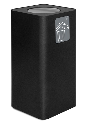 [PU100F-BA-N02] PAPELERA PURE TAPA ABATIBLE 100 L ACERO PINTADO NEGRO