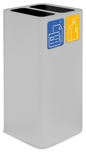 [PU100F-CD-B] Papelera Pure Doble 100 L Acero Pintado Blanco