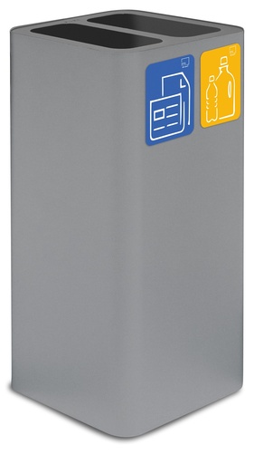 [PU100F-CD-G] PAPELERA PURE DOBLE 100 L ACERO PINTADO GRIS