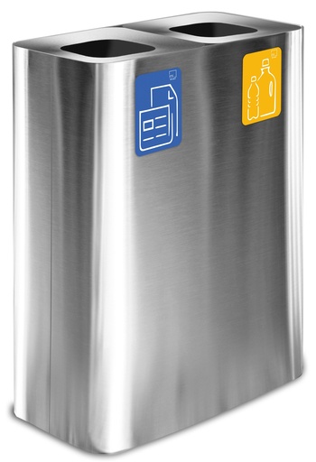 [PU120F-AS] Papelera Estación De Reciclaje Pure 120 L 60 L+60 L Acero Inox Satinado