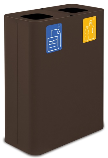 [PU120F-C] PAPELERA ESTACIÓN DE RECICLAJE PURE 120 L (60 L+60 L)  ACERO PINTADO CORTEN