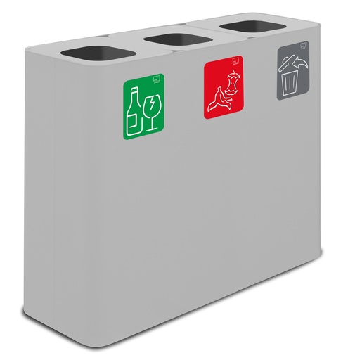 [PU180F-B] Papelera Estación De Reciclaje Pure 180 L 60 L+60 L+60 L  Acero Pintado Blanco