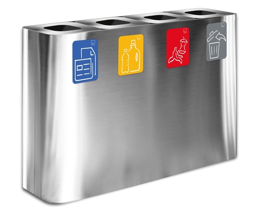 [PU240F-AS] Papelera Estación De Reciclaje Pure 240 L 60 L+60 L+60 L+60 L  Acero Inox Satinado