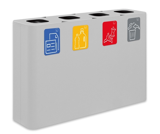 [PU240F-B] Papelera Estación De Reciclaje Pure 240 L 60 L+60 L+60 L+60 L  Acero Pintado Blanco