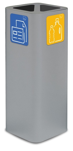 [PU60F-CD-G] Papelera Pure Doble  60 L Acero Pintado Gris