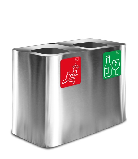 [PU140F-AS] Papelera Estación De Reciclaje Pure 140 L 70 L+70 L Acero Inox Satinado