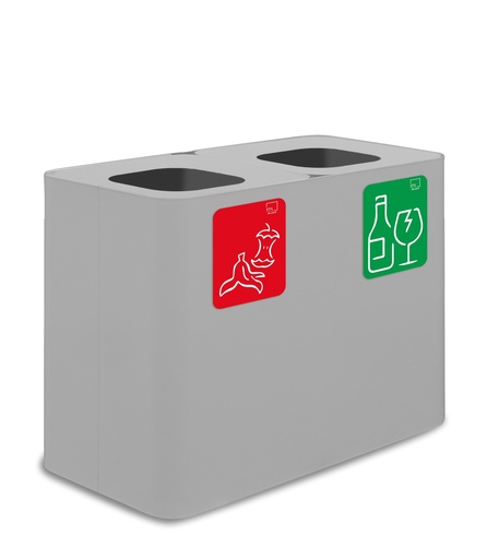 [PU140F-B] Papelera Estación De Reciclaje Pure 140 L 70 L+70 L Acero Pintado Blanco