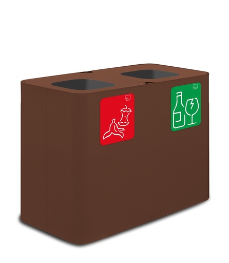 [PU140F-C] PAPELERA ESTACIÓN DE RECICLAJE PURE 140 L (70 L+70 L) ACERO PINTADO CORTEN
