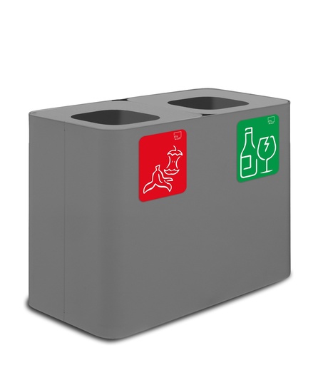 [PU140F-G] Papelera Estación De Reciclaje Pure 140 L 70 L+70 L Acero Pintado Gris