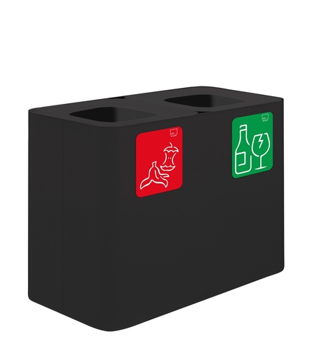 [PU140F-N] Papelera Estación De Reciclaje Pure 140 L 70 L+70 L Acero Pintado Negro