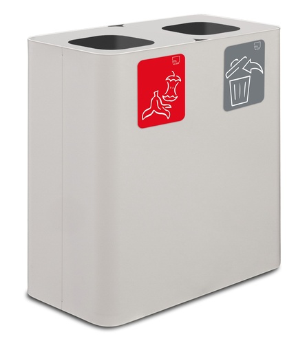 [PU200F-B] Papelera Estación De Reciclaje Pure 200 L 100 L+100 L Acero Pintado Blanco