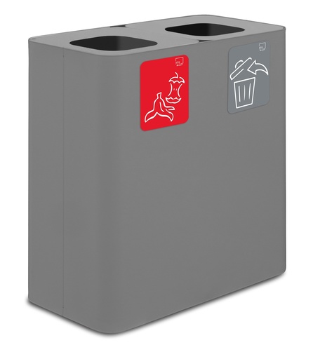 [PU200F-G] Papelera Estación De Reciclaje Pure 200 L 100 L+100 L Acero Pintado Gris