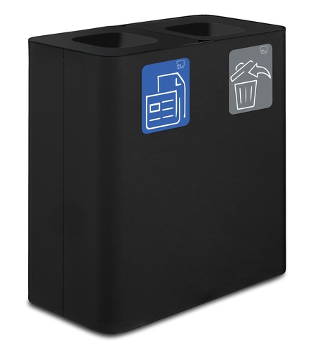 [PU200F-N] PAPELERA ESTACIÓN DE RECICLAJE PURE 200 L (100 L+100 L) ACERO PINTADO NEGRO