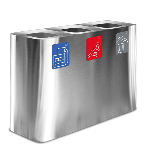 [PU300F-AS] Papelera Estación De Reciclaje Pure 300 L 100 L+100 L+100 L Acero Inox Satinado