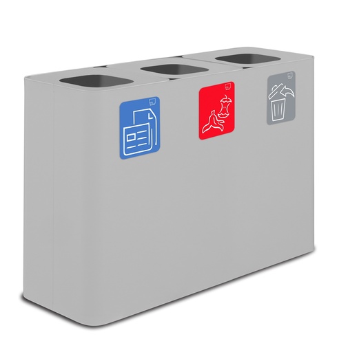 [PU300F-B] Papelera Estación De Reciclaje Pure 300 L 100 L+100 L+100 L Acero Pintado Blanco