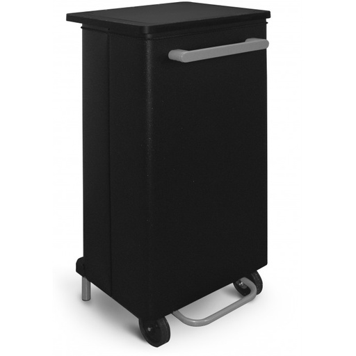 [745N/110] PAPELERA FRONT MÓVIL CON TAPA Y PEDAL 110 L  ACERO PINTADO NEGRO