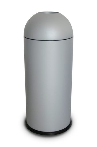 [838G] PAPELERA ROUND CON ORIFICIO 68 L ACERO PINTADO GRIS