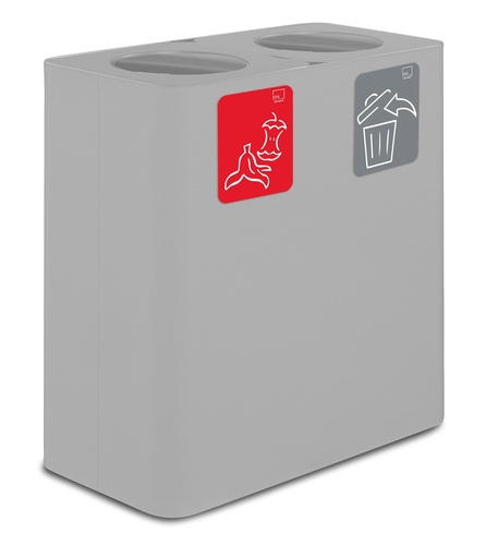 [PU200F-BA-B] PAPELERA ESTACIÓN DE RECICLAJE PURE CON TAPA ABATIBLE 200 L (100 L+100 L) ACERO PINTADO BLANCO