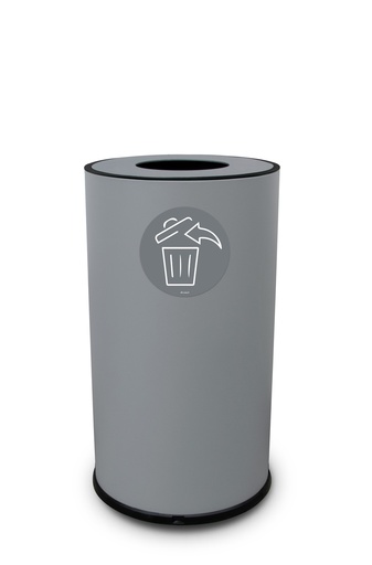 [851G] PAPELERA ROUND 50 L ACERO PINTADO GRIS